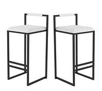 SYCARPET Bar Stools with Low Back Counter Stools for Kitchen Island, Dining Room and Living Room, Modern Designed Simple Square Pub Barstools(2pcs)