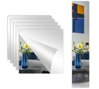 SYCEES 5 Pieces Self Adhesive Mirror Tiles 30x30cm Acrylic Stick on Mirror Tile Stickers for Wall, Bathroom, Bedroom, Door (2mm Thick)