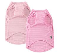 Sychien Dog Shirt,Combed Cotton T-Shirts,Soft Cool Boy Girl Tee for Large Dogs Bulldog,Pink Rose Striped L