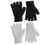 SycloPak Fingerless Gloves for Men Women Heat Holder Knitted Winter Gloves, Mens Gloves Ladies Mittens, Thermal Fingerless Glove,Half Magic Glove Touchscreen Warm Accessories,Grey,2PCS