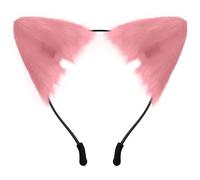 SycloPak Furry Animal Ears Headband - Adjustable Fox/Wolf/Cat Ears for Cosplay Costume, Halloween Party Accessories for Women & Men (Pink)