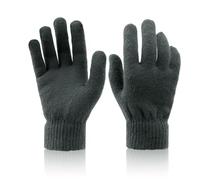 SycloPak Thermal Winter Gloves for Men & Women - Stretch Magic Cotton Knit Gloves Touch-Friendly, Windproof (Black/Grey, Full Finger)