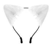 SycloPak White Cat Ears Headband for Cosplay - Fluffy Fox/Wolf/Puppy Ears Adult Costume Accessories for Parties Halloween