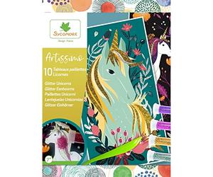 Sycomore -CREA011 Artissimo-10 Sequin-Unicorn Paintings for Children from 7 Years - 1 Box - Sycamore-CREA011, CREA011