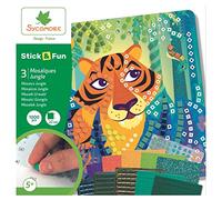 Sycomore Self-Adhesive Mosaics for Children - 3 Jungle Scenes - Craft Activity - Stick & Fun - From Age 5 Years CRE7006