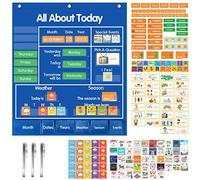 SYCYKA All About Today Learning Center Circle Time Pocket Chart Preschool Classroom Daily Activities Chart Center Weather Pocket Chart Circle Time