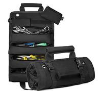 SYCYKA Upgraded Tool Roll Up Bag, Heavy Duty Roll Up Tool Bag, Roll Up Tool Organizer with 2 Detachable Shoulder Strap, Multi-Purpose Tool Roll Pouch for Motorcycle Truck Electrician