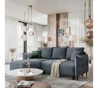 Sycylia Modern Corner Sofa Bed Has Sleep Function Pine Wood Frame Chipboard Structure 244X165Cm Grey Left