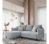 Sycylia Modern Corner Sofa Bed Has Sleep Function Pine Wood Frame Chipboard Structure 244X165Cm Light Grey Left