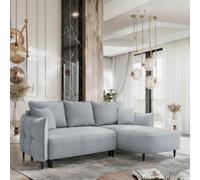 Sycylia Modern Corner Sofa Bed Has Sleep Function Pine Wood Frame Chipboard Structure 244X165Cm Light Grey Right