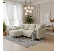 Sycylia Modern Corner Sofa Bed With Sleeping Function Pine Wood Frame Chipboard Structure 244X165Cm Cream Left