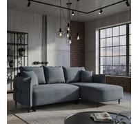 Sycylia Modern Corner Sofa Bed With Sleeping Function Pine Wood Frame Chipboard Structure 244X165Cm Grey Right