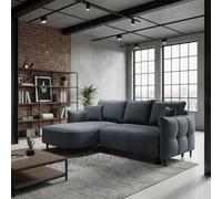 Sycylia Modern Corner Sofa Bed With Sleeping Function Pine Wood Frame Chipboard Structure 244X165Cm Grey Left
