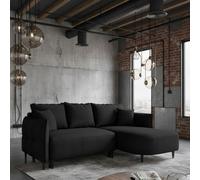 Sycylia Modern Corner Sofa Bed With Sleeping Function Pine Wood Frame Chipboard Structure 244X165Cm Black Right