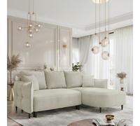 Sycylia Modern Corner Sofa Bed With Sleeping Function Pine Wood Frame Chipboard Structure 244X165Cm Cream Right
