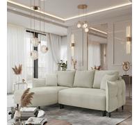 Sycylia Modern Corner Sofa Bed With Storage Wooden Frame Pine Slats Chipboard Hdf Freestanding 244X165Cm Cream Left