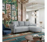 Sycylia Modern Corner Sofa Bed With Storage Wooden Frame Pine Slats Chipboard Hdf Freestanding 244X165Cm Light Grey Right