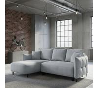Sycylia Modern Corner Sofa Bed With Storage Wooden Frame Pine Slats Chipboard Hdf Freestanding 244X165Cm Light Grey Left