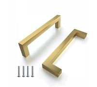 SYDARSYN 2 Pack Cabinet Handles Gold Kitchen Cupboard Handles Stainless Steel Square Drawer Handles 160mm (Screws Included)