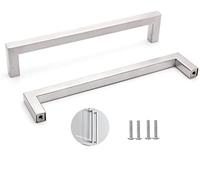 SYDARSYN 2 Pack Cabinet Handles Silver Kitchen Cupboard Handles Stainless Steel Square Drawer Handles 288mm (Screws Included)