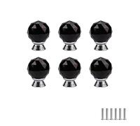 SYDARSYN 6 Pieces 30mm Colorful Crystal Door Knobs Round Drawer Knob Crystal Glass Cabinet Knobs for Wardrobe Cupboard Door Pull Handles with Silver Base Single Hole