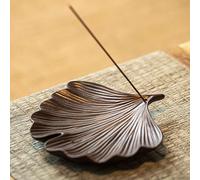 Syddol Ceramic Ginkgo Leaf Incense Burner Holder, Japanese Stick Holder, Leaf Tray, for Counters, Meditation Room, Yoga, Home, Office (Brown)
