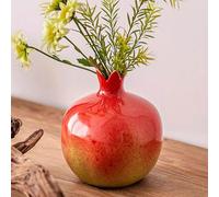 SYDDOL Fruit-Shape Flower Vase, Decorative Red Pomegranate Vase, Cute shelf Display, Unique Home Decor for Accessory, Kitchen, Office, Hotel Lobby (Pomegranate, 4.7'')