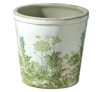SYDDOL Retro Rustic Ceramic Plant Pot with Drainage Hole, Vintage Decorative Indoor Planter with Crackle Glaze & Hand-Painted Floral Design, Rustic Flower Pot for Home and Garden (Green, Large)
