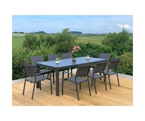 (Sydney 8 Seats) GSD Sydney Aluminum Dining Sets w/Textured Glass