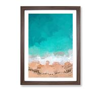 Sydney Australia Beach In Abstract Modern Framed Wall Art Print, Ready to Hang Picture for Living Room Bedroom Home Office Décor, Walnut A2 (64 x 46 cm)