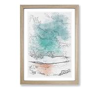 Sydney Australia Beach Sketch Framed Print | A2 Oak Framed Wall Art | Ready to Hang | Modern Beach Picture | Living Room Bedroom Lounge Office