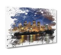Sydney Australia Skyline at Night V3 Canvas Print | Gallery Wrapped 30mm Frame Wall Art | 30x20 inches | Ready to Hang | Modern Cityscape Picture | Living Room Bedroom Lounge Office