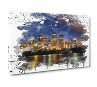 Sydney Australia Skyline at Night V3 Canvas Print | Gallery Wrapped 30mm Frame Wall Art | 30x20 inches | Ready to Hang | Modern Cityscape Picture | Living Room Bedroom Lounge Office