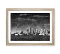 Sydney Australia Skyline Painting Modern Art Framed Print | A3 Oak Framed Wall Art | Ready to Hang | Modern Cityscape Picture | Living Room Bedroom Lounge Office