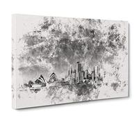 Sydney Australia Skyline Watercolour Canvas Print | Gallery Wrapped 30mm Frame Wall Art | 30x20 inches | Ready to Hang | Modern Cityscape Picture | Living Room Bedroom Lounge Office