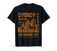 Sydney Australia The Harbor City Famous Australian Landmarks Value Graphic T-Shirt, Men, Black, L
