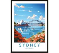 Sydney Australia Travel Poster Wall Plaque Decor Outdoor Indoor Panel Vintage Retro MetalTin Sign in 3 Sizes or Fridge Magnet (A5)