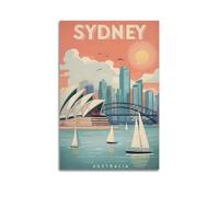 Sydney,Australia Vintage Travel Poster Canvas Wall Art Picture Prints Hanging Photo Idea Decor 08x12inch(20x30cm)