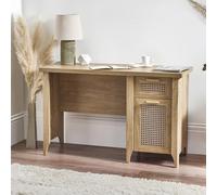 Sydney Desk - Rattan-effect sticker front - Oak