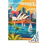 Sydney Harbor Vibes 1000 Piece Jigsaw Puzzle, Continental Street Poster, Screen-Free Fun, Interlocking Paper Pieces, Travel Gift for Home Décor Fans, 38x26cm/1000pcs