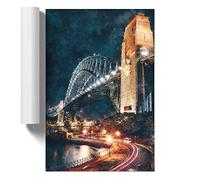 Sydney Harbour Bridge Australia Abstract | Unframed Wall Art Print | Ready to Frame Poster | Modern Home Decor Picture | Artwork for Living Room, Bedroom, Kitchen or Office | A4 (21x29.7 cm)