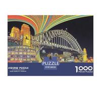 Sydney Harbour Bridge Jigsaw Puzzles Puzzle for Adults Kids. 1000 Pieces Neon Arc Whimsical Challenge Toy Educational Games Home Decoration for Educational Games Gifts 38x26cm/1000pcs