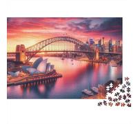 Sydney Harbour Bridge Scenic Sunset 1000 Piece Jigsaw Puzzle Jigsaw Puzzle for Adults Night View Relax Home Gift 70x50cm/1000pcs