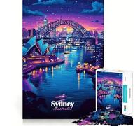 Sydney Harbour Night 1000 Piece Jigsaws for Teenagers Puzzle Mind Challenge Toy Calm Pastime Precise Cut Lovely Gift (38x26cm)