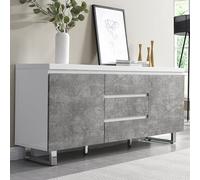 sydney high gloss sideboard in white and concrete effect