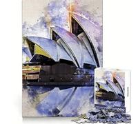 Sydney in Watercolor Teenagers 1000 Piece Jigsaw Puzzle Mind Exercise Toy Group Play Precision Cut Festival Gift (38x26cm)