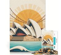 Sydney Opera House And Golden Gate Jigsaw Puzzles for Teenagers 1000 Pieces Raise Memory Slow Enjoy Clean Edge (50x75cm)