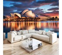 Sydney Opera House Architecture Mural Wallpaper 200x140 cm Multicolor Wall Murals for Office & TV Background Nursery Art Deco, Photo Wallpaper Poster Decoration