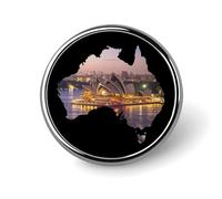 Sydney Opera House Australia Map Round Pin Brooch Enamel Lapel Badges Jewelry Decor for Backpack Hats
