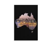 Sydney Opera House Australia Map Wall Art Paintings Canvas Artwork Pictures Poster Print Home Decorations